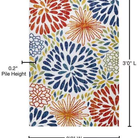 Modern Bohemian Floret Multi Doormat 2 ft. x 3 ft. Indoor/Outdoor Patio Rug - Picture 3 of 3